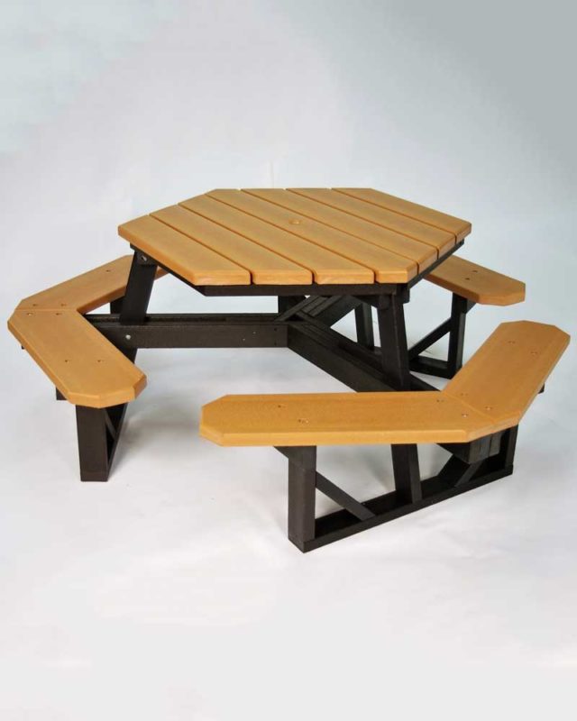 Hexagon Recycled Plastic Picnic Table Park Warehouse