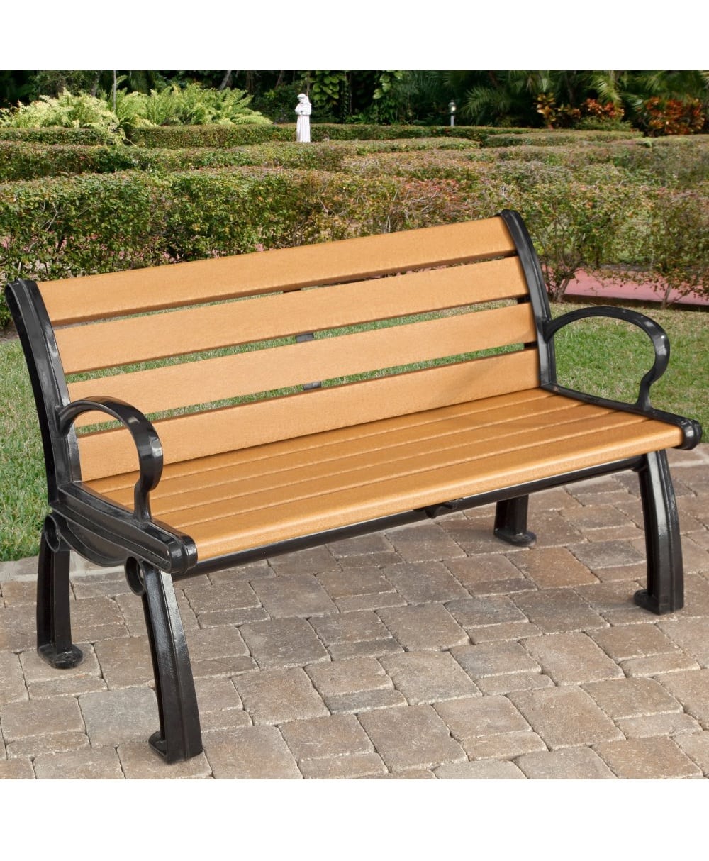 Heritage Recycled Plastic Bench Park, Recycled Plastic Outdoor Storage Bench