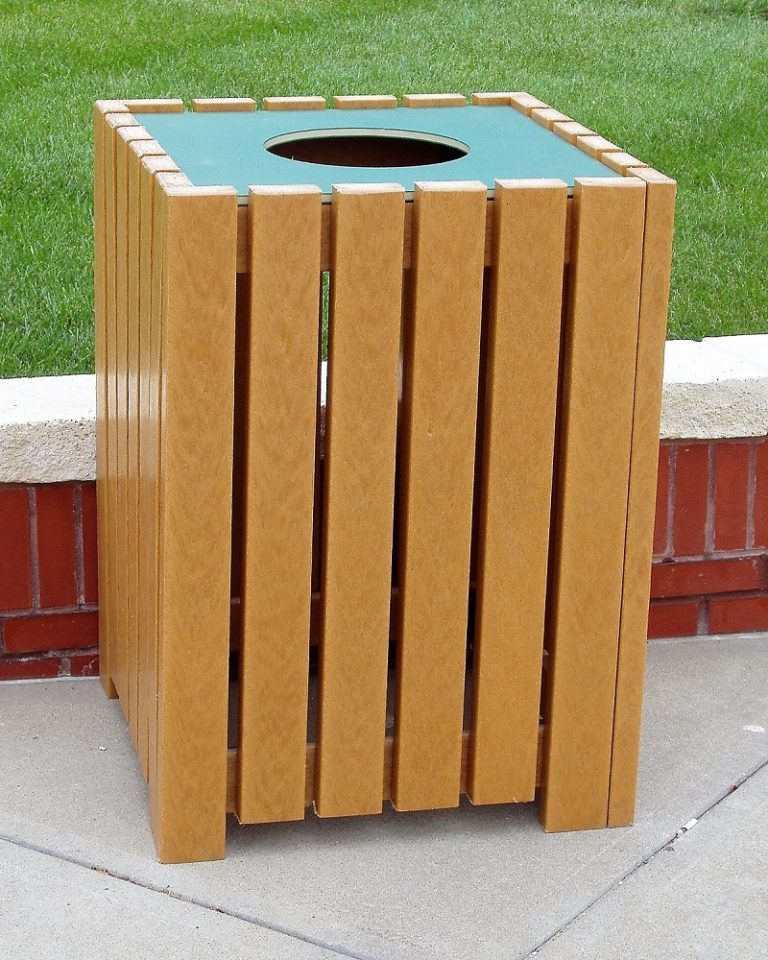 Heavyduty Square Recycled Plastic Trash Receptacle Park Warehouse