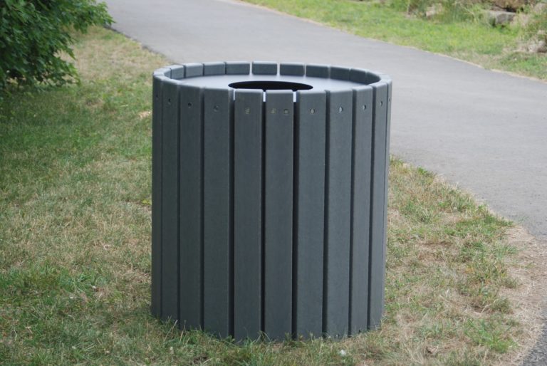 Heavyduty Round Recycled Plastic Trash Receptacle Park Warehouse