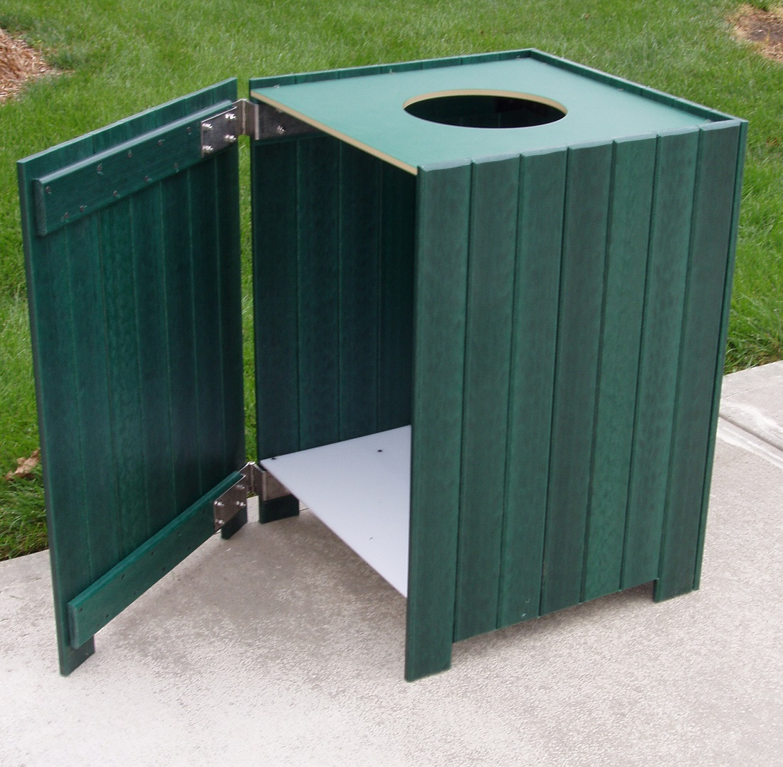 Standardduty Square Recycled Plastic Trash Receptacle Park Warehouse