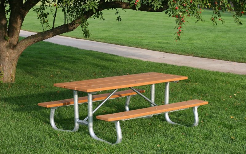 Rectangular Recycled Plastic Picnic Table with HeavyDuty Galvanized Steel Frame Park Warehouse