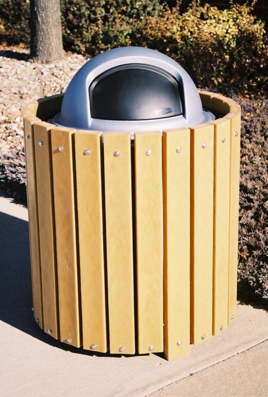 Heavyduty Round Recycled Plastic Trash Receptacle Park Warehouse