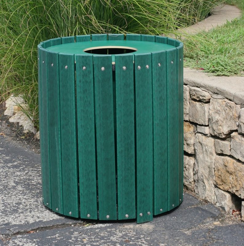 Standardduty Round Recycled Plastic Trash Receptacle Park Warehouse