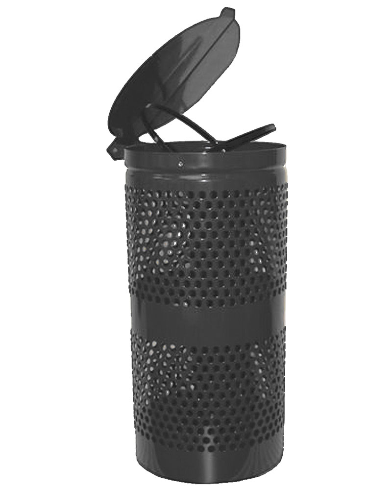 Dogipot 33 Gallon Round Trash Can With Bone Etching - Park Tables