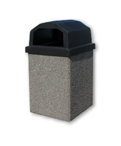53 Gallon Commercial Concrete Square Trash Receptacle with Push Door Top -  615 lbs. - Furniture Leisure