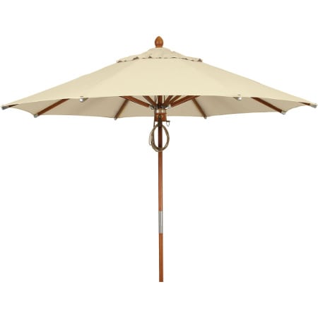 Yescom 9 Ft Wooden Patio Umbrella 8 Ribs Table Parasol Rope Pulley Outdoor Backyard