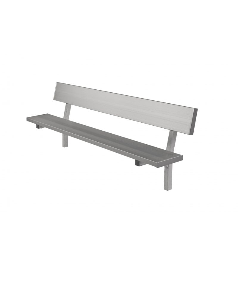 All Aluminum Bench With Back Single, Outdoor Bench With Back Panel Mounting