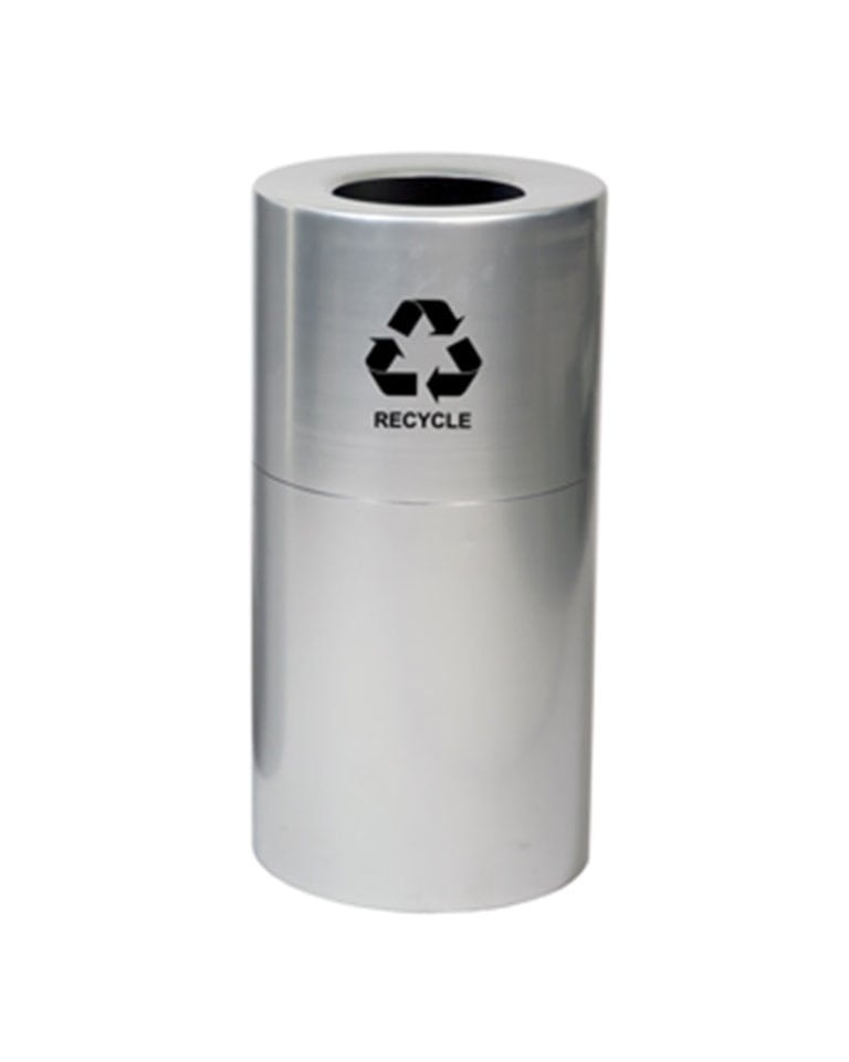 Aluminum Recycling Receptacle w/ Plastic Liner and Recycle Symbol Decal ...