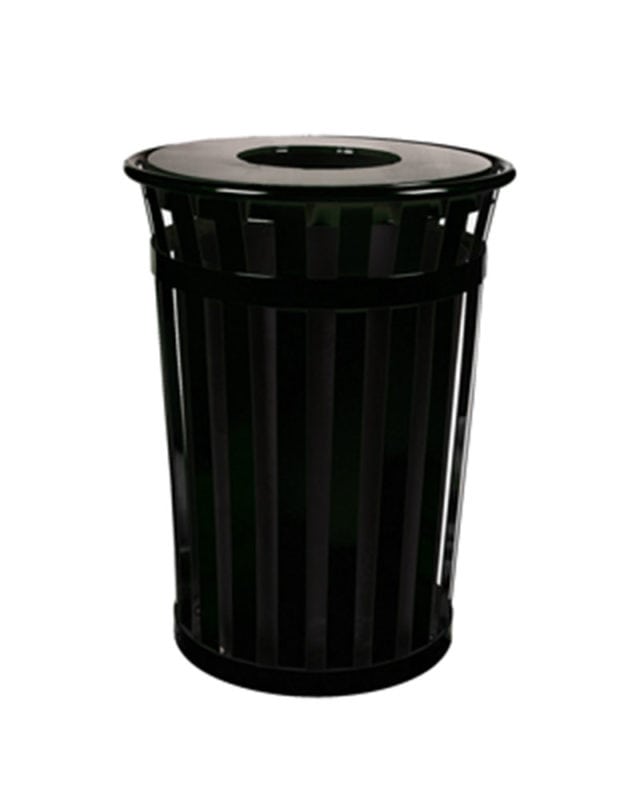 Oakley Standard - Round - Trash Receptacle - w/ Plastic Liner - Slatted ...