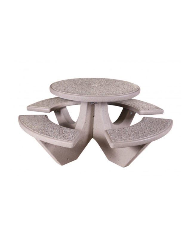 Four Bench Picnic Table Round Concrete Park Warehouse