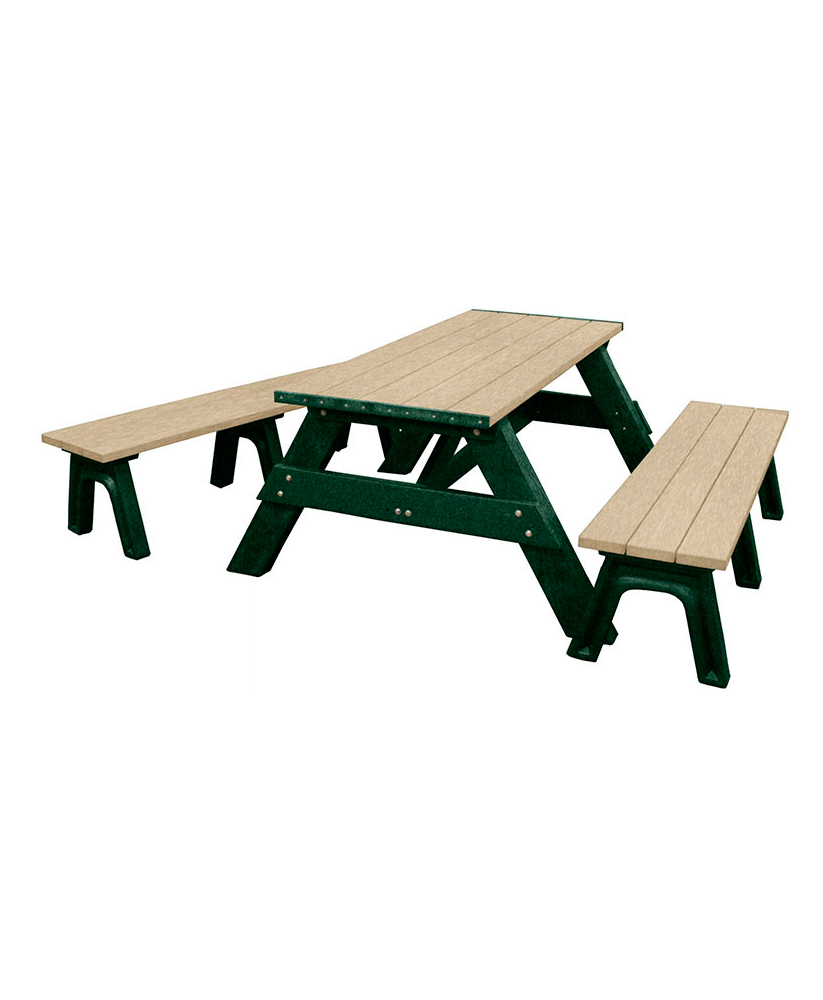 Diplomat Desert Comparison Deluxe Picnic Table - 6ft - Detached Seating - Rectangular - Recycled  Plastic - Park Warehouse