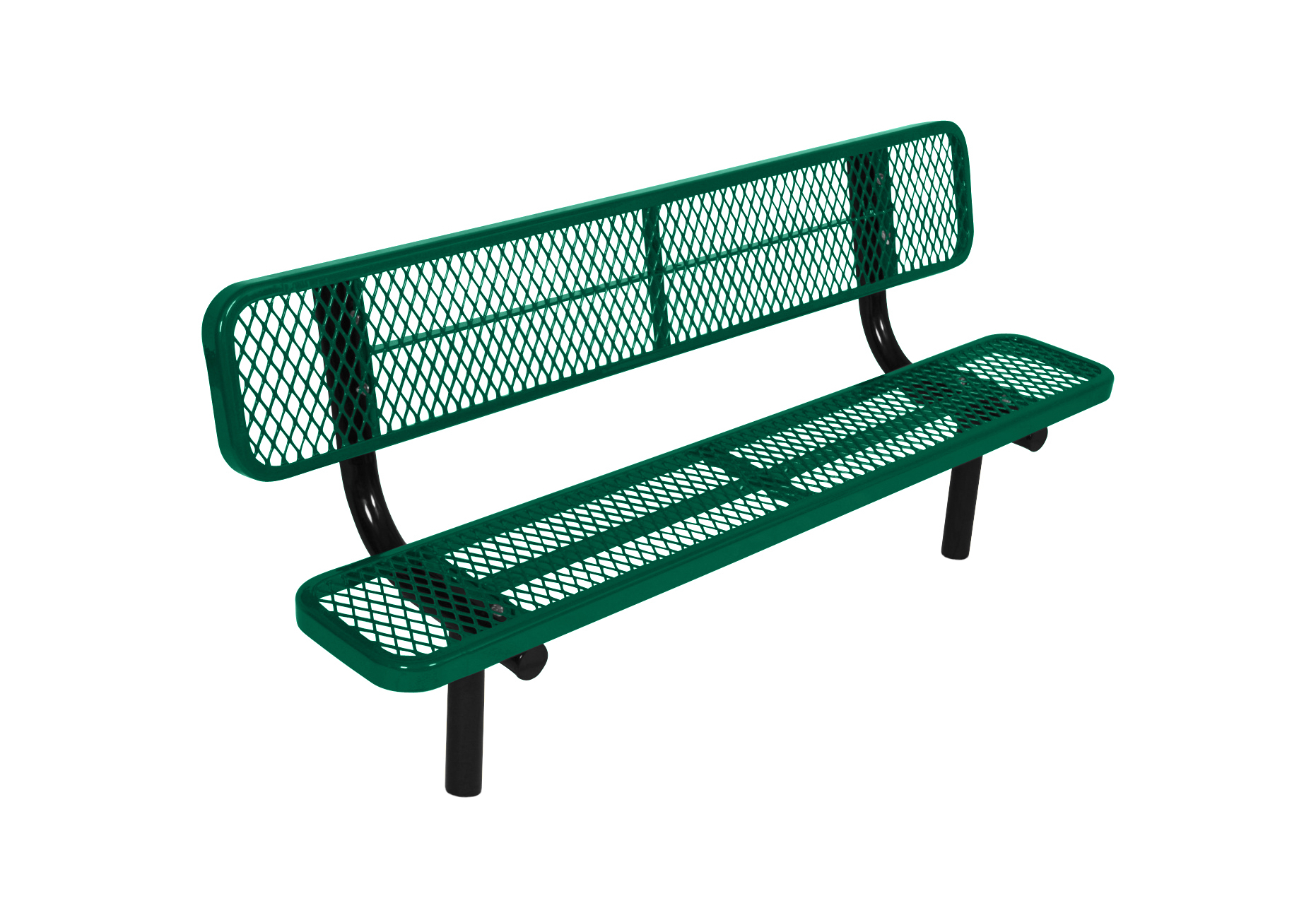 E Series Park Bench With Back, Outdoor Bench With Back Panel Mount
